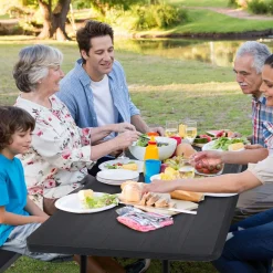 Tangkula Folding Picnic Table with 2 Benches