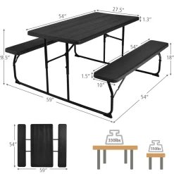 Tangkula Folding Picnic Table with 2 Benches