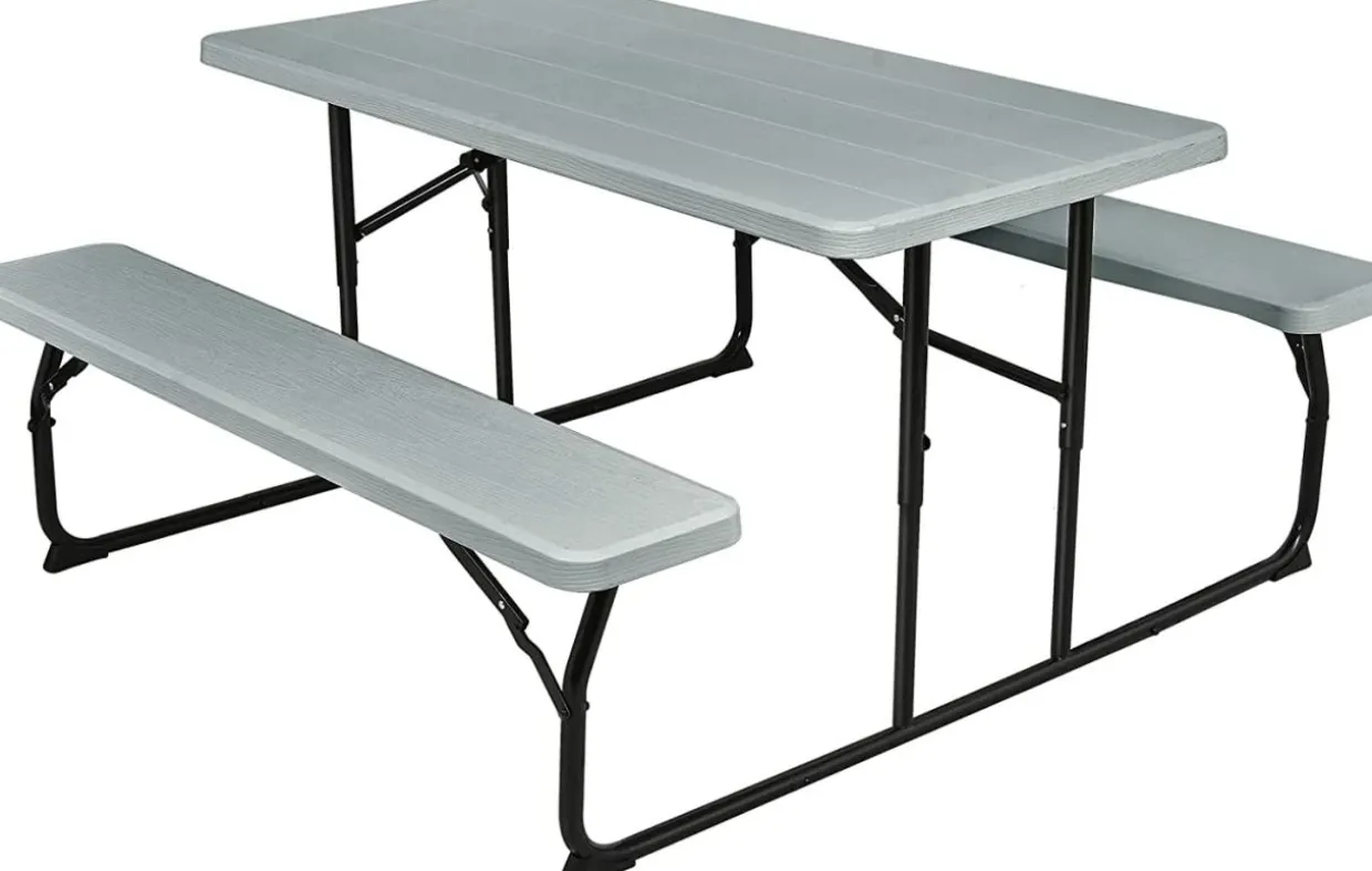 Tangkula Folding Picnic Table with 2 Benches