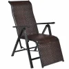 Tangkula Folding Reclining Rattan Chair, Portable Chaise Lounge Chair w/Adjustable Positions