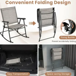 Tangkula Folding Rocking Chair Set of 2