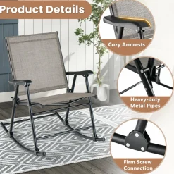 Tangkula Folding Rocking Chair Set of 2