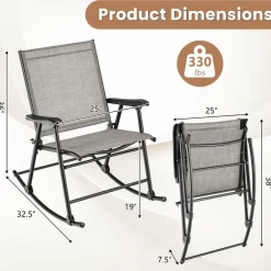 Tangkula Folding Rocking Chair Set of 2