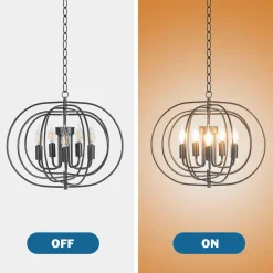 Tangkula Folding Rotatable Chandelier, 5 Lights Metal Ceiling Lamp with 39.5' Iron Chain (Black)