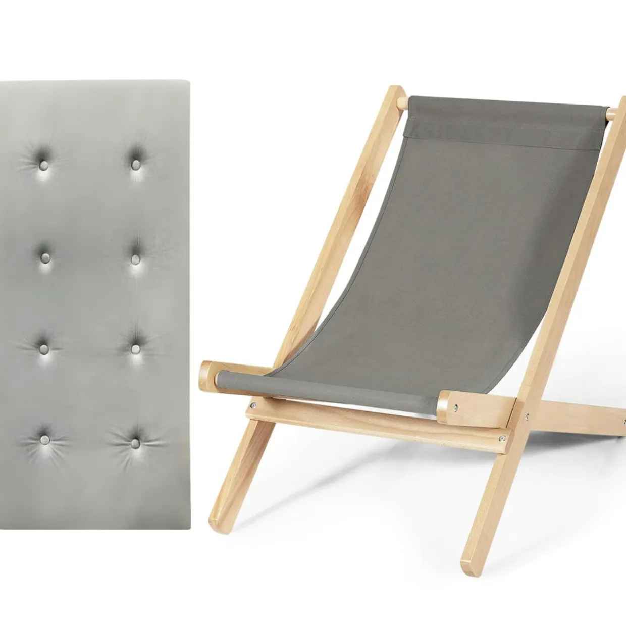 Tangkula Folding Sling Chair, Outdoor Wood Portable Beach Chair