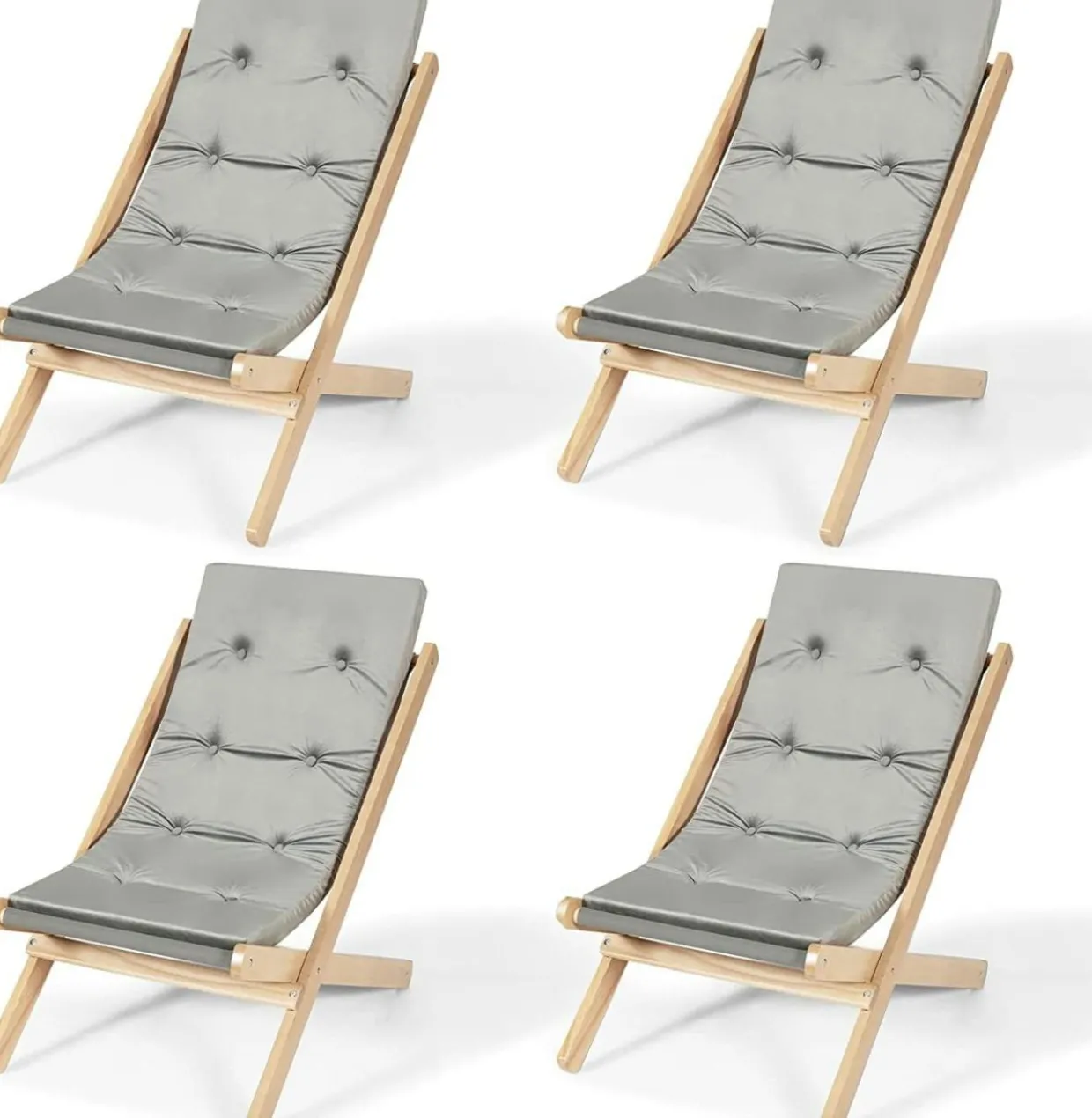 Tangkula Folding Sling Chair, Outdoor Wood Portable Beach Chair