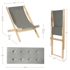 Tangkula Folding Sling Chair, Outdoor Wood Portable Beach Chair