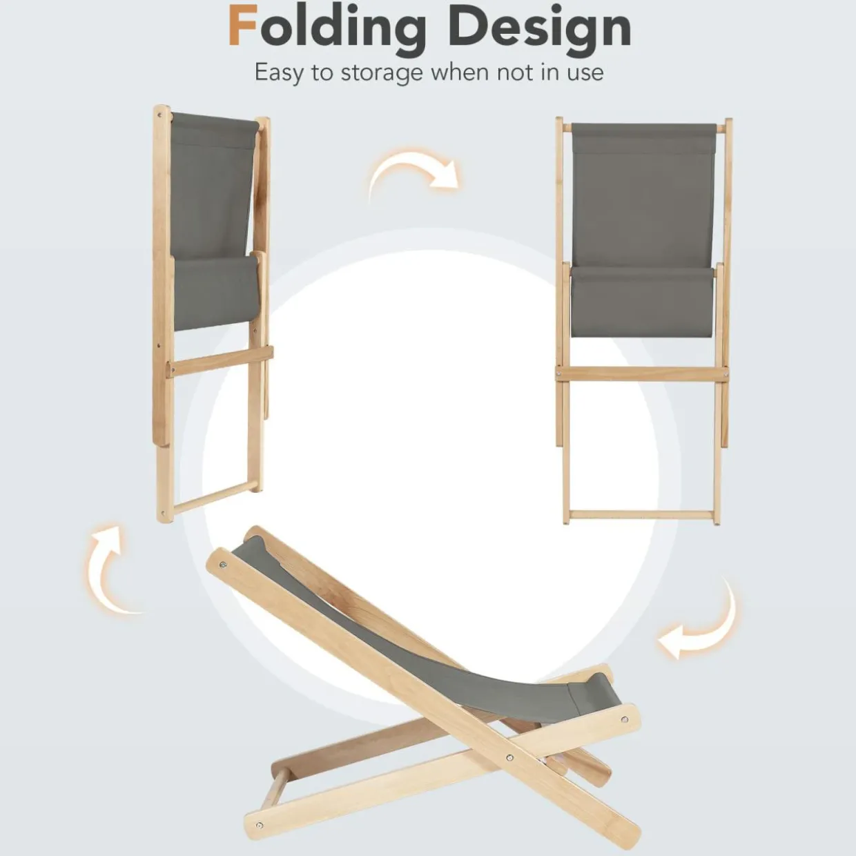 Tangkula Folding Sling Chair, Outdoor Wood Portable Beach Chair