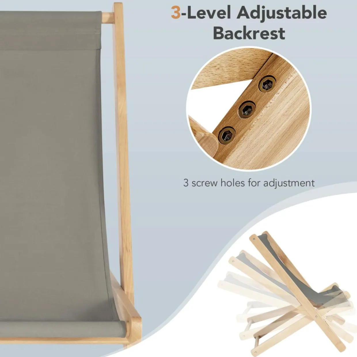 Tangkula Folding Sling Chair, Outdoor Wood Portable Beach Chair