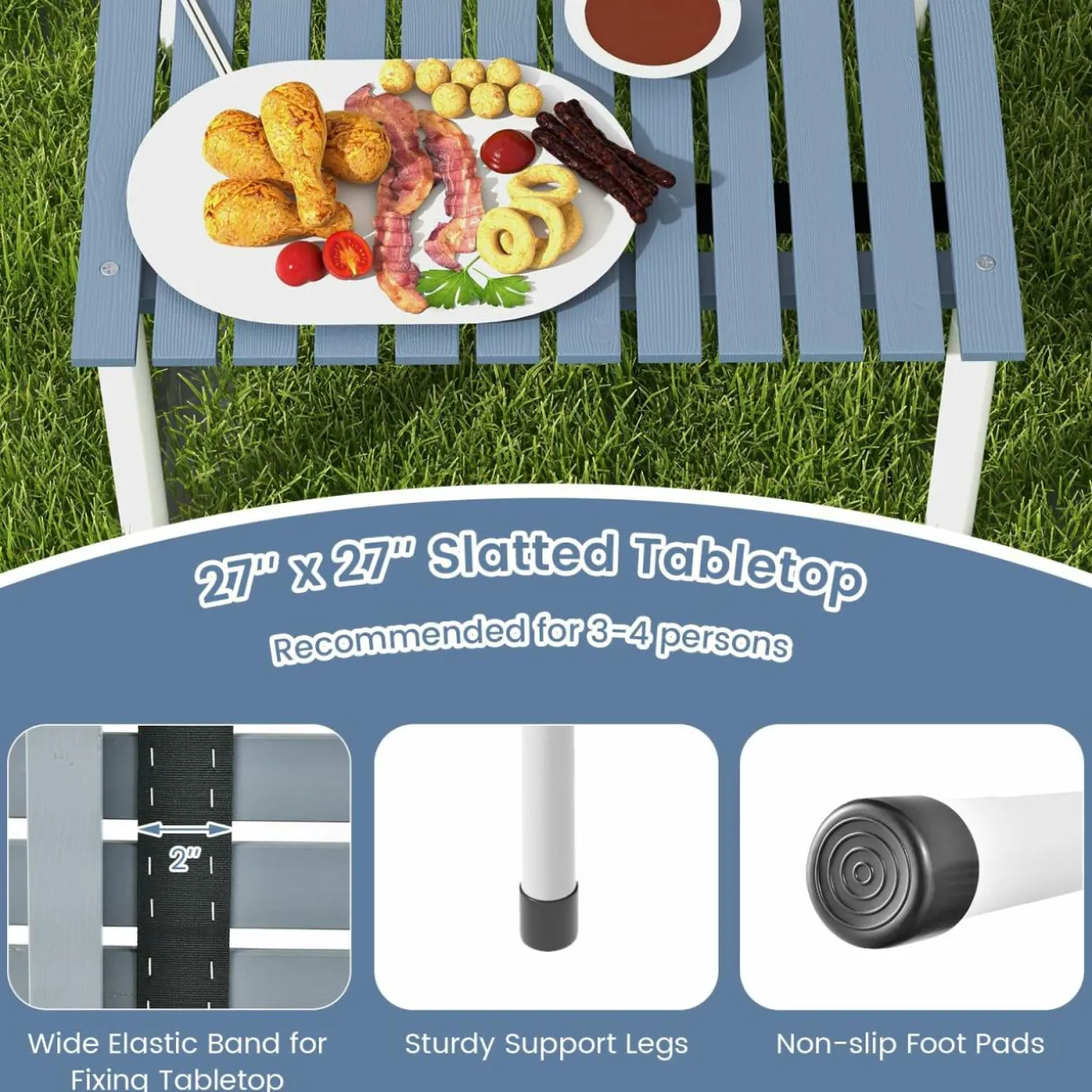Tangkula Folding Table, Portable Picnic Table with Roll-up Tabletop, Carrying Bag