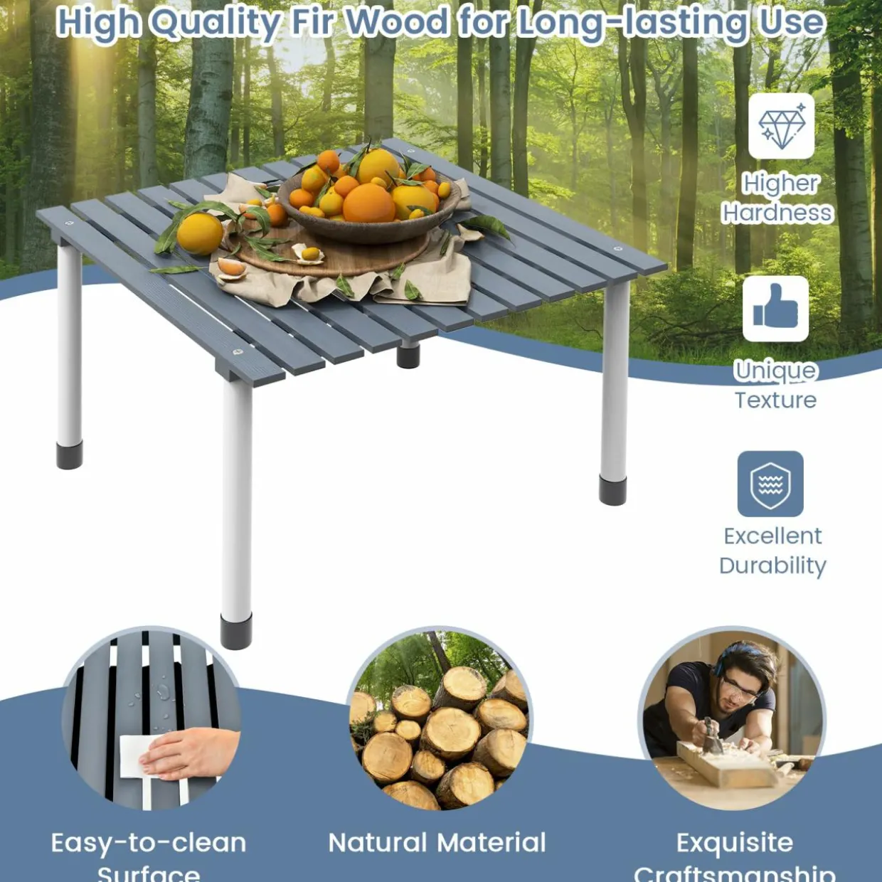 Tangkula Folding Table, Portable Picnic Table with Roll-up Tabletop, Carrying Bag