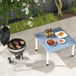 Tangkula Folding Table, Portable Picnic Table with Roll-up Tabletop, Carrying Bag