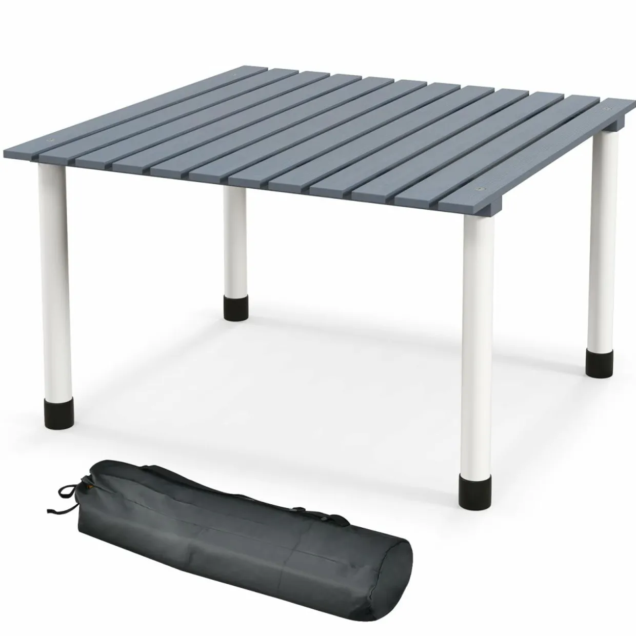 Tangkula Folding Table, Portable Picnic Table with Roll-up Tabletop, Carrying Bag