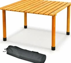 Tangkula Folding Table, Portable Picnic Table with Roll-up Tabletop, Carrying Bag