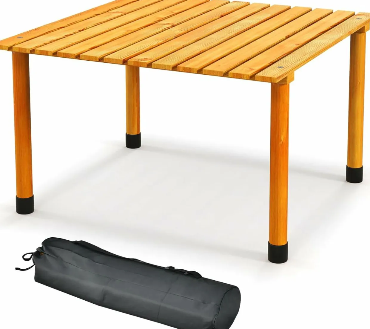 Tangkula Folding Table, Portable Picnic Table with Roll-up Tabletop, Carrying Bag