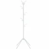 Tangkula Free Standing Coat Rack, Entryway Coat Tree with Detachable Hooks & Foldable legs (White)