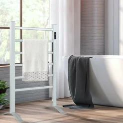 Tangkula Freestanding & Wall Mounted Towel Warmer, 6 Bars Heated Towel Rack w/ 8H Timer & LED Display
