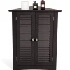 Tangkula Freestanding Floor Cabinet Organizer for Kitchen Living Room Bathroom