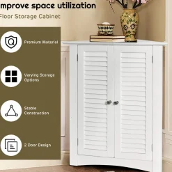 Tangkula Freestanding Floor Cabinet Organizer for Kitchen Living Room Bathroom