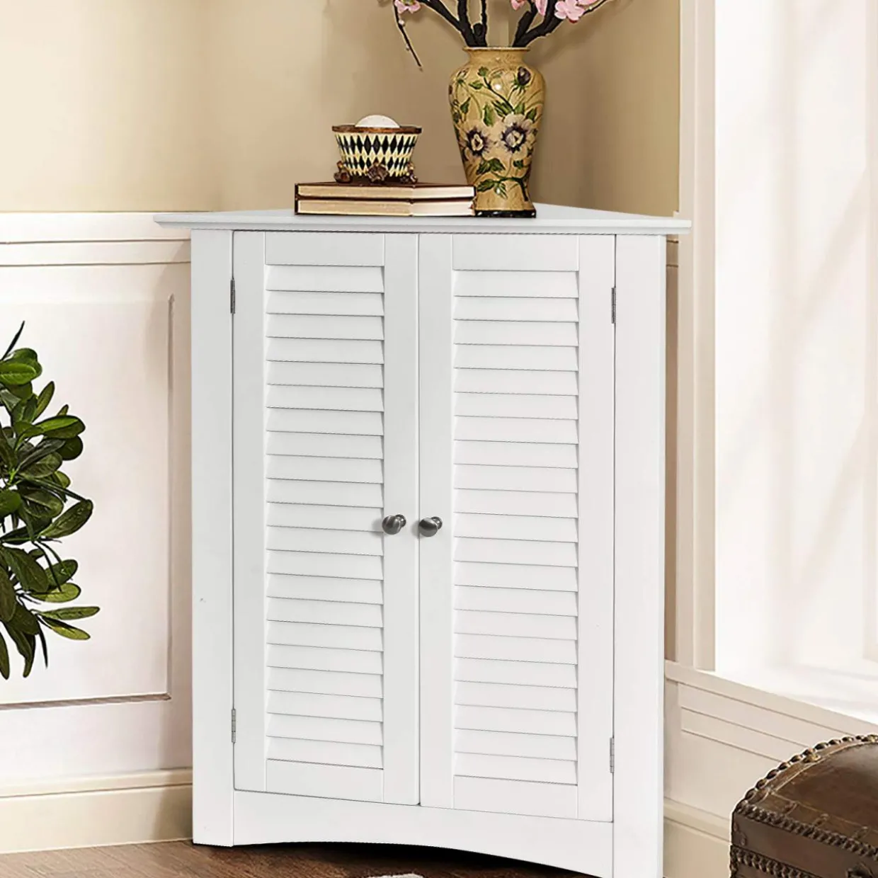 Tangkula Freestanding Floor Cabinet Organizer for Kitchen Living Room Bathroom