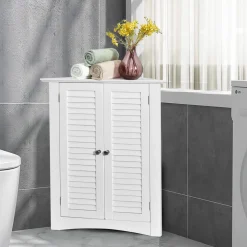 Tangkula Freestanding Floor Cabinet Organizer for Kitchen Living Room Bathroom