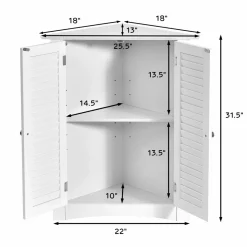 Tangkula Freestanding Floor Cabinet Organizer for Kitchen Living Room Bathroom