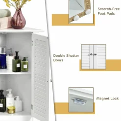 Tangkula Freestanding Floor Cabinet Organizer for Kitchen Living Room Bathroom