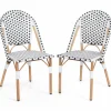 Tangkula French Bistro Chair Set, Outdoor Armless Dining Chairs with Hand-Woven Rattan