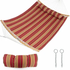 Tangkula 11FT Double Hammock, Heavy Duty Outdoor Hammock with Curved Spreader Bars