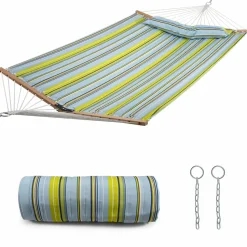 Tangkula 10.5FT Double Hammock, Heavy Duty Outdoor Hammock with Curved Spreader Bars