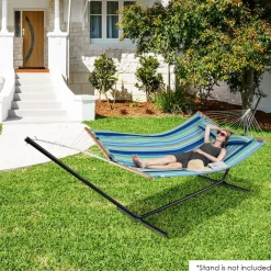 Tangkula 10.5FT Double Hammock, Heavy Duty Outdoor Hammock with Curved Spreader Bars