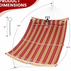 Tangkula 11FT Double Hammock, Heavy Duty Outdoor Hammock with Curved Spreader Bars