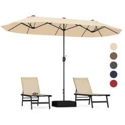 Tangkula 13FT Double-sided Patio Umbrella, Extra Large Twin Table Umbrella with Crank Handle