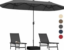 Tangkula 13FT Double-sided Patio Umbrella, Extra Large Twin Table Umbrella with Crank Handle