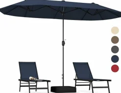 Tangkula 13FT Double-sided Patio Umbrella, Extra Large Twin Table Umbrella with Crank Handle