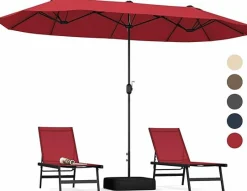Tangkula 13FT Double-sided Patio Umbrella, Extra Large Twin Table Umbrella with Crank Handle