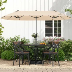 Tangkula 13FT Double-sided Patio Umbrella, Extra Large Twin Table Umbrella with Crank Handle