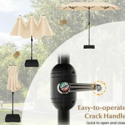 Tangkula 13FT Double-sided Patio Umbrella, Extra Large Twin Table Umbrella with Crank Handle