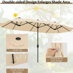Tangkula 13FT Double-sided Patio Umbrella, Extra Large Twin Table Umbrella with Crank Handle