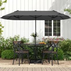 Tangkula 13FT Double-sided Patio Umbrella, Extra Large Twin Table Umbrella with Crank Handle