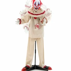 Tangkula 5FT Grins Animatronic Killer Clown, Indoor Outdoor Scary Clown Halloween Decoration with Pre-Recorded Creepy Sound