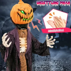 Tangkula 5.6FT Halloween Animated Standing Pumpkin Scarecrow
