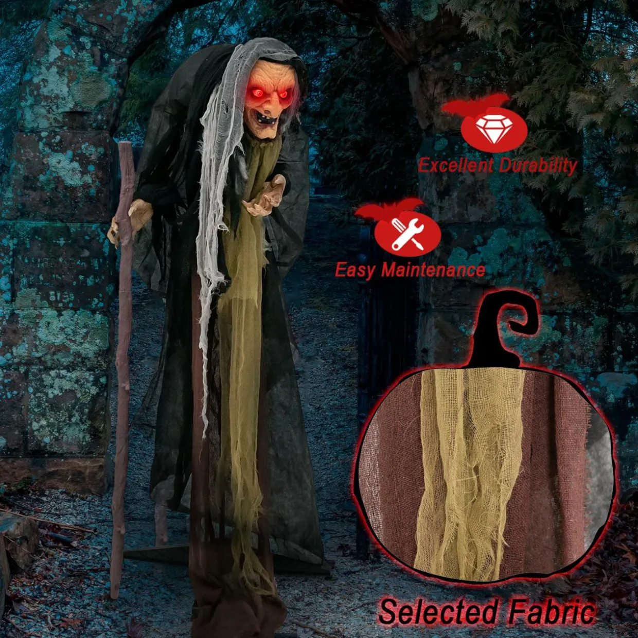 Tangkula 5FT Halloween Animated Standing Witch