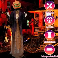 Tangkula 5.6FT Halloween Animated Standing Pumpkin Scarecrow