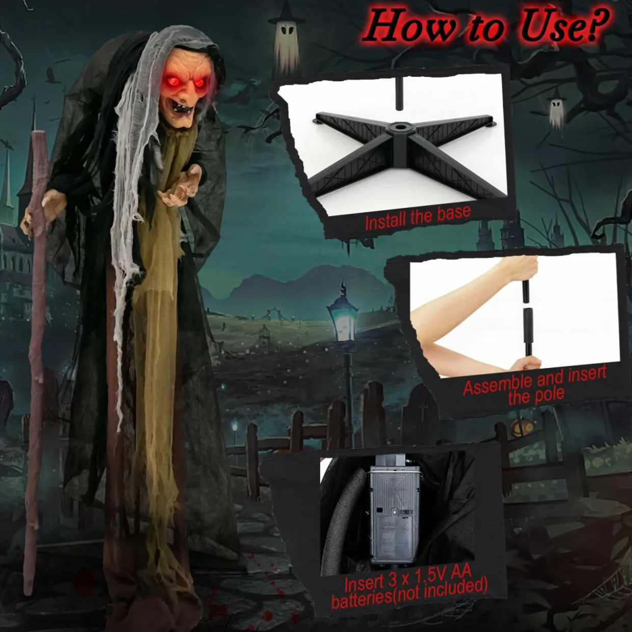 Tangkula 5FT Halloween Animated Standing Witch