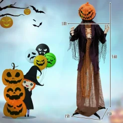 Tangkula 5.6FT Halloween Animated Standing Pumpkin Scarecrow