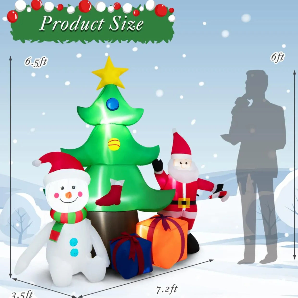 Tangkula 6.5FT Inflatable Christmas Decoration