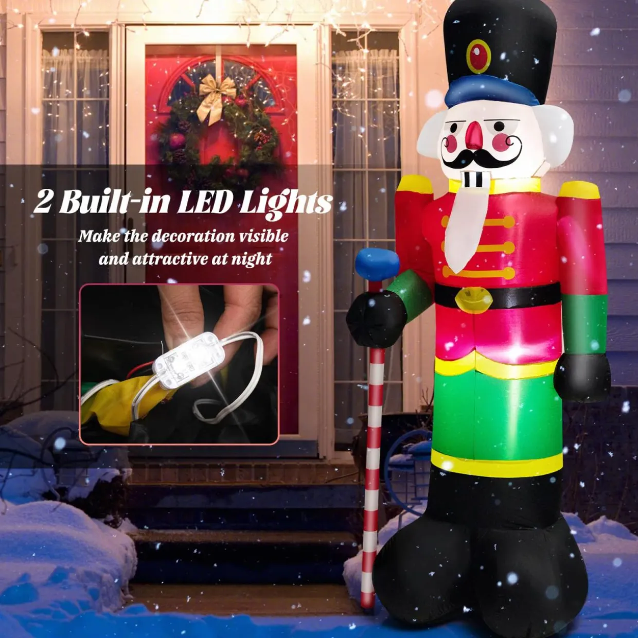 Tangkula 8FT Inflatable Nutcracker Soldier for Christmas