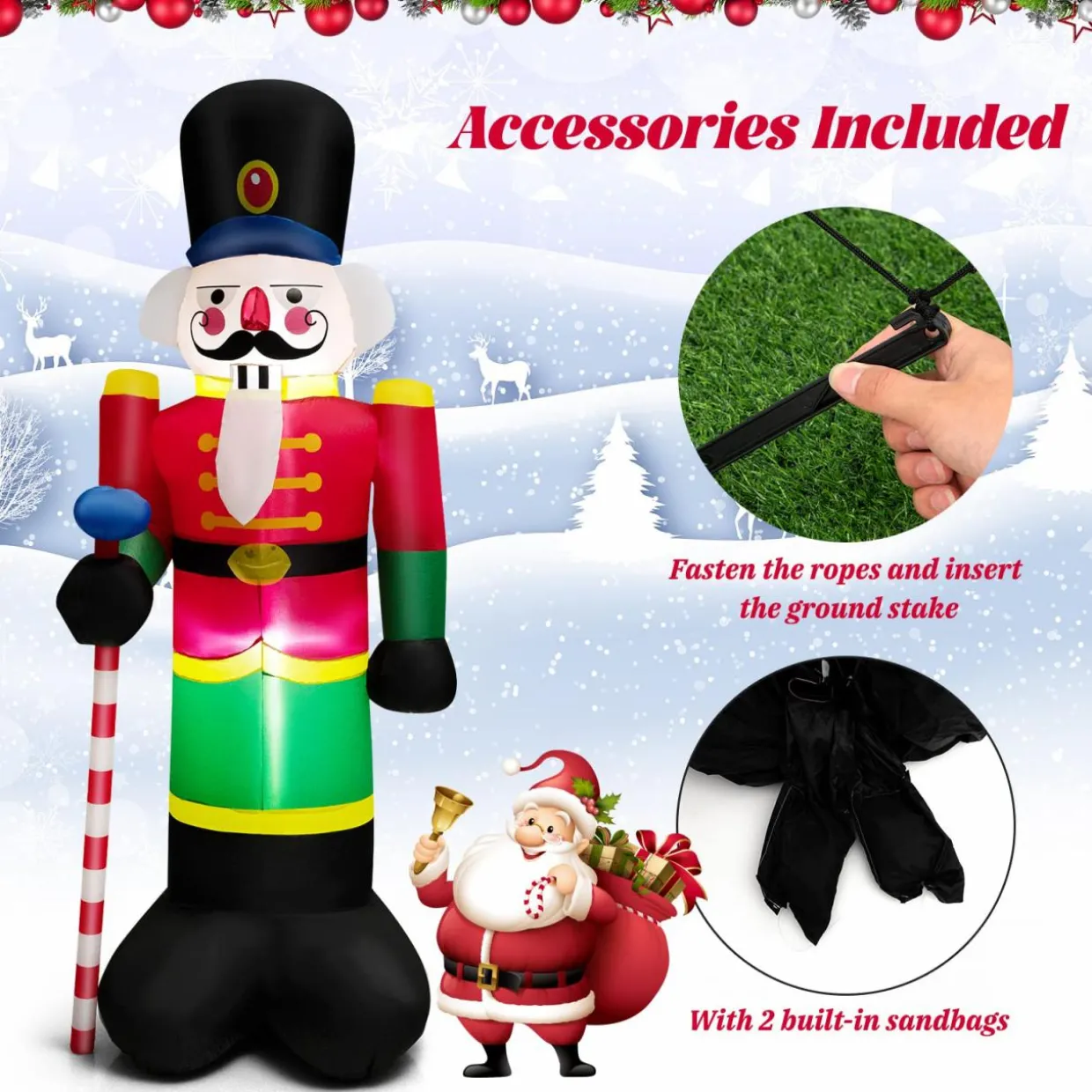 Tangkula 8FT Inflatable Nutcracker Soldier for Christmas