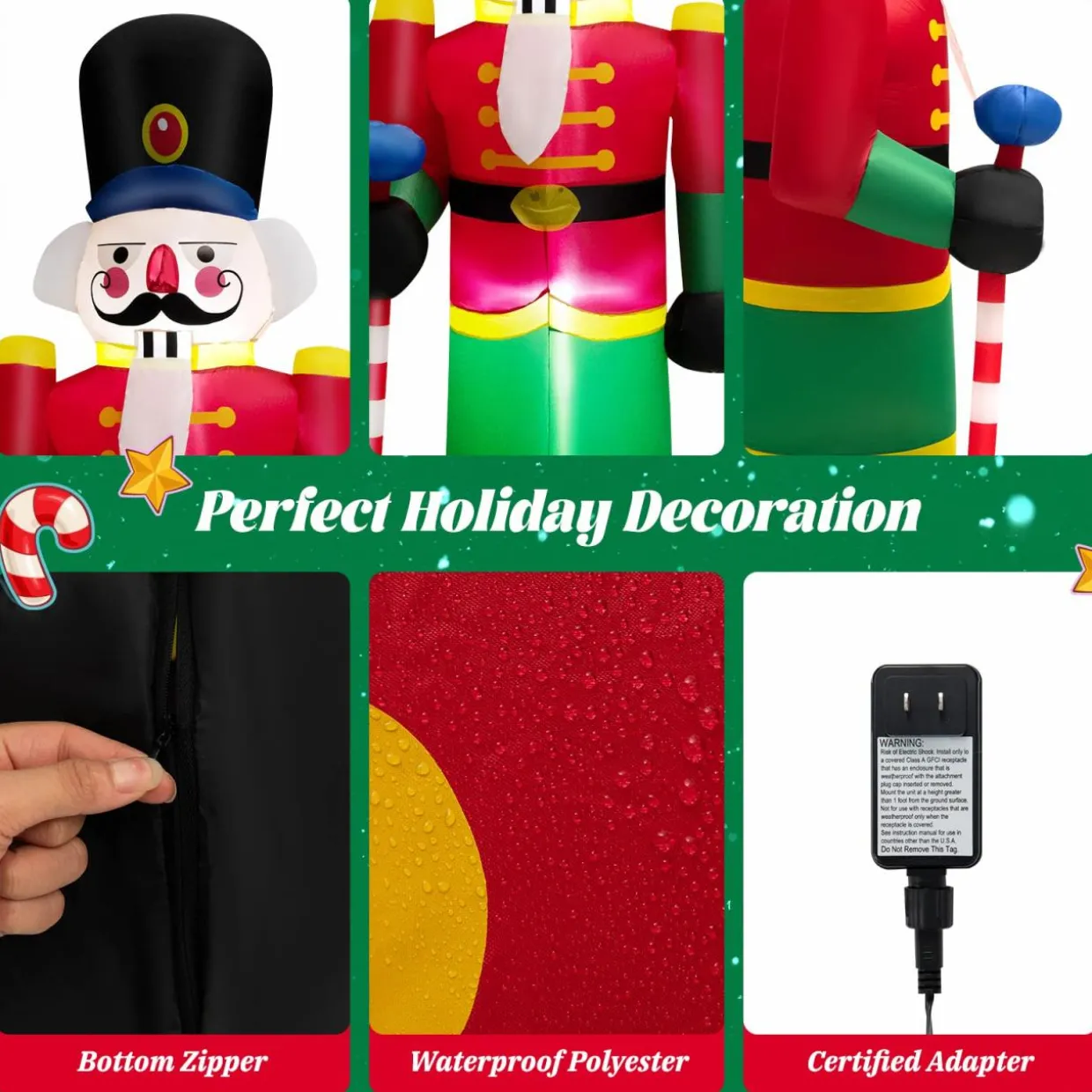Tangkula 8FT Inflatable Nutcracker Soldier for Christmas